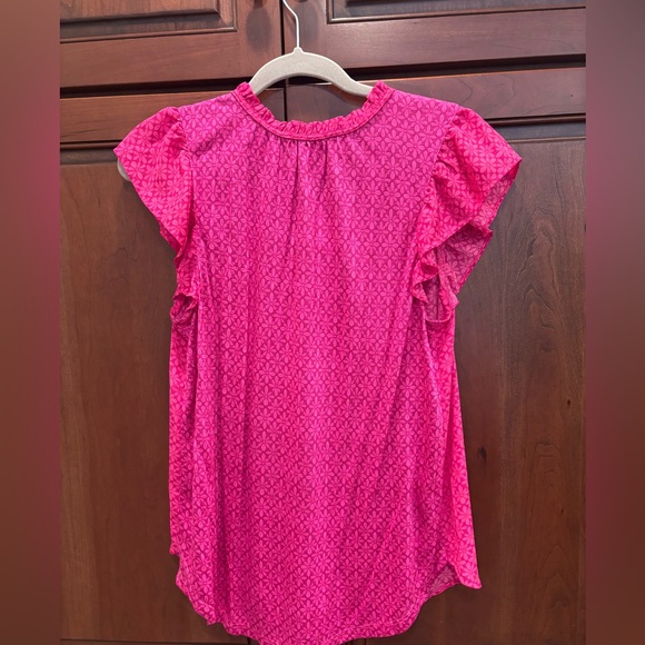 LOFT Fuchsia Geometric Blouse - Picture 2 of 4